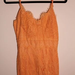 Peach Bodycon Lace Dress